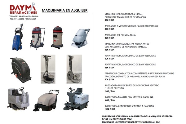 Maquina de limpieza en alquiler