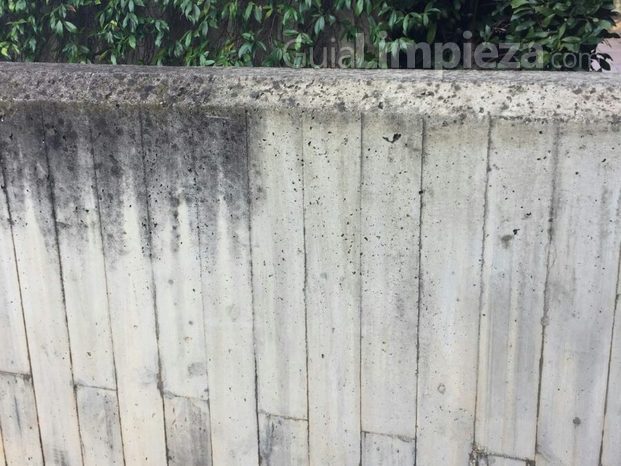 Antes y después en un muro de cemento